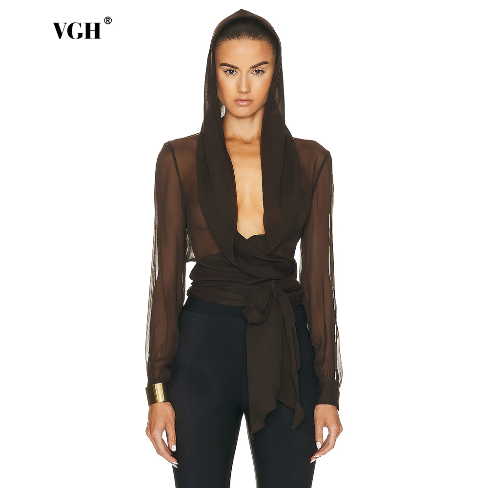 Crossfit Event - VGH Chic Coffee Transparente Stoffbluse für