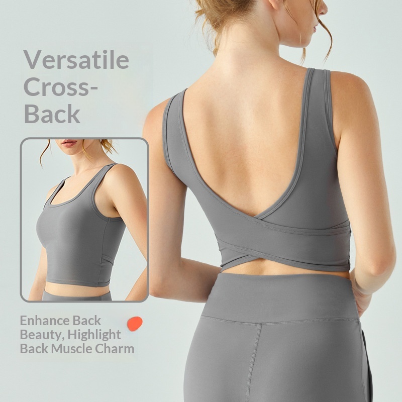 Crossfit Vest - SHINBENE Damen Yoga-Weste, überkreuzter Rücken, Sport-BH,