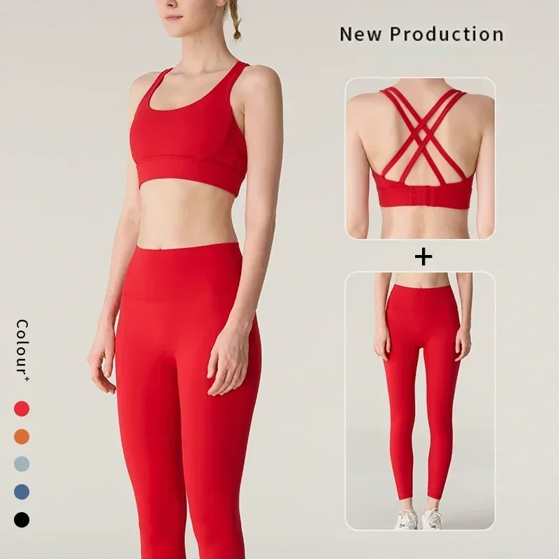 Crossfit Vest - Damen 2-teiliges Yoga-Set: Sexy Cross-Back-Top mit