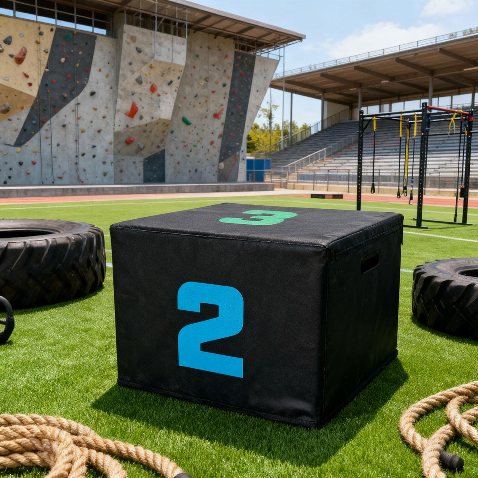 Box Jump Plyo - Plyometrische Sprungbox aus PVC, Stufenplattform, rutschfest,